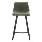 LeisureMod Elland Leather 35 Upholstered Counter Stool  Modern Stool with Black Stainless Steel Legs for Kitchen Island or Home Bar Set of 2