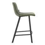 LeisureMod Elland Leather 35 Upholstered Counter Stool  Modern Stool with Black Stainless Steel Legs for Kitchen Island or Home Bar Set of 2