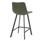 LeisureMod Elland Leather 35 Upholstered Counter Stool  Modern Stool with Black Stainless Steel Legs for Kitchen Island or Home Bar Set of 2