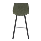 LeisureMod Elland Leather 35 Upholstered Counter Stool  Modern Stool with Black Stainless Steel Legs for Kitchen Island or Home Bar Set of 2