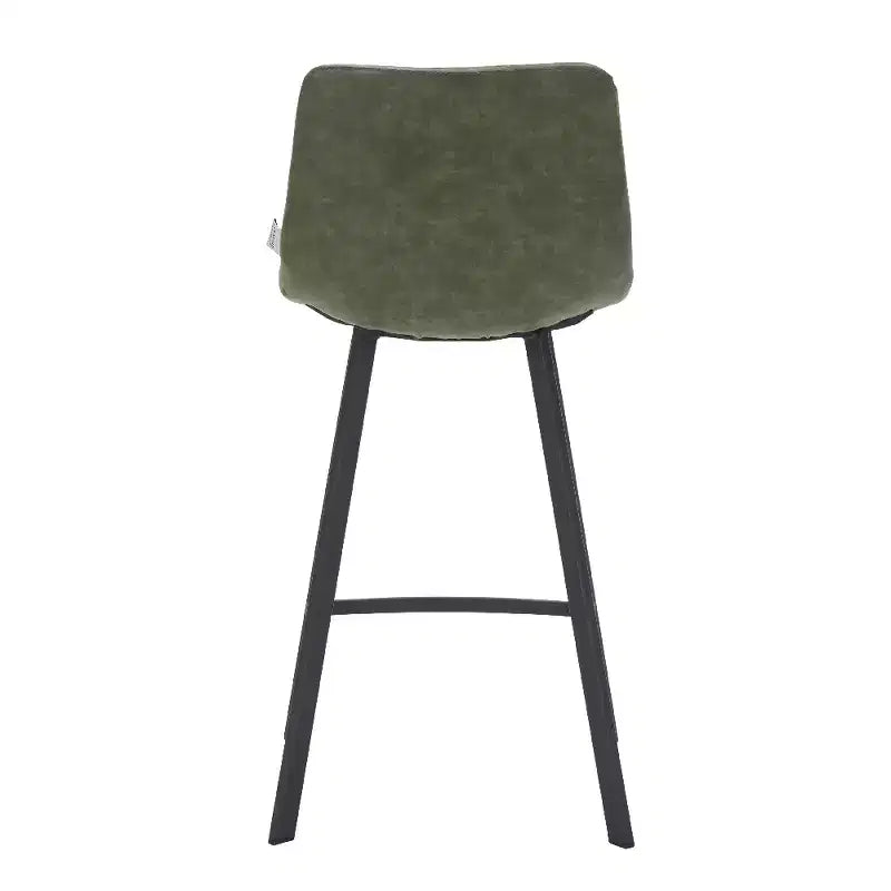 LeisureMod Elland Leather 35 Upholstered Counter Stool  Modern Stool with Black Stainless Steel Legs for Kitchen Island or Home Bar Set of 2
