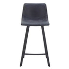 LeisureMod Elland Leather 35 Upholstered Counter Stool  Modern Stool with Black Stainless Steel Legs for Kitchen Island or Home Bar Set of 2