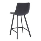 LeisureMod Elland Leather 35 Upholstered Counter Stool  Modern Stool with Black Stainless Steel Legs for Kitchen Island or Home Bar Set of 2