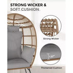 GustoWave 57'' Egg Chair with Ottoman, Rattan Egg Chair with Thicken Cushion and Head Pillow, Egg Basket Lounge Chairs for Outdoor