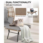 GustoWave 57'' Egg Chair with Ottoman, Rattan Egg Chair with Thicken Cushion and Head Pillow, Egg Basket Lounge Chairs for Outdoor