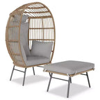 GustoWave 57'' Egg Chair with Ottoman, Rattan Egg Chair with Thicken Cushion and Head Pillow, Egg Basket Lounge Chairs for Outdoor