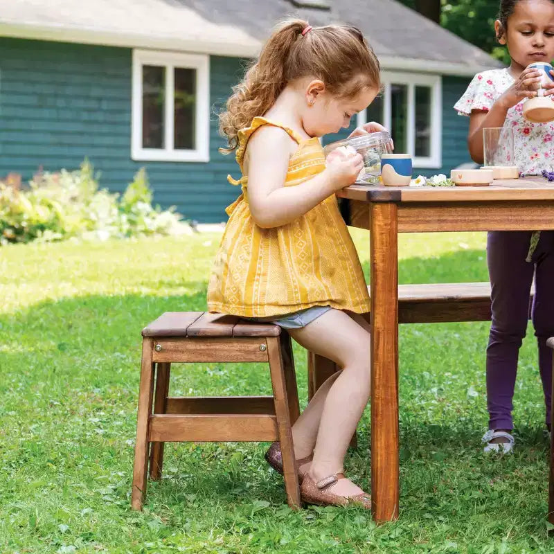Guidecraft Acadia Outdoor Stools - Set of 2 Wood Stool for Kids Ages 2+, 14in Height, Holds upto 125lbs | Flexible Seating for Kids Outdoor Activities