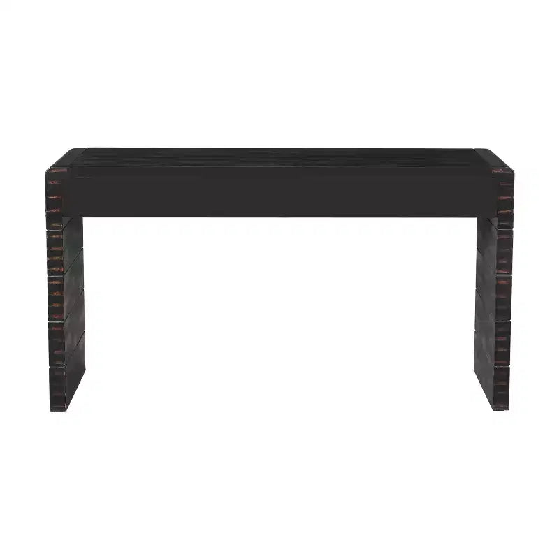 MAYEERTY Curved Console Table with Storage 2 Drawers Rustic Console Tables for Entryway Hallway Black