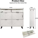 Shoe Cabinet with 4 Flip Drawers, Slim Freestanding Shoe Organizer with Metal Legs, Narrow Entryway Storage Cabinet, White