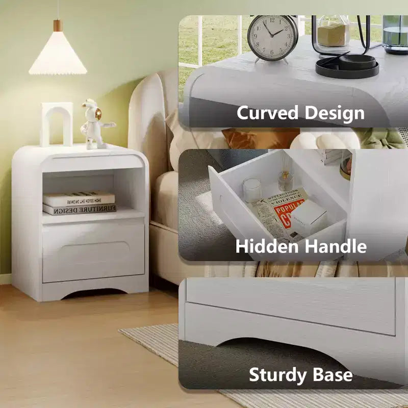 SOLACE FURNITURE Comodino Set da 2, Comodino con Cassetto Portaoggetti e Vano Aperto per Camera da Letto Divano Ufficio