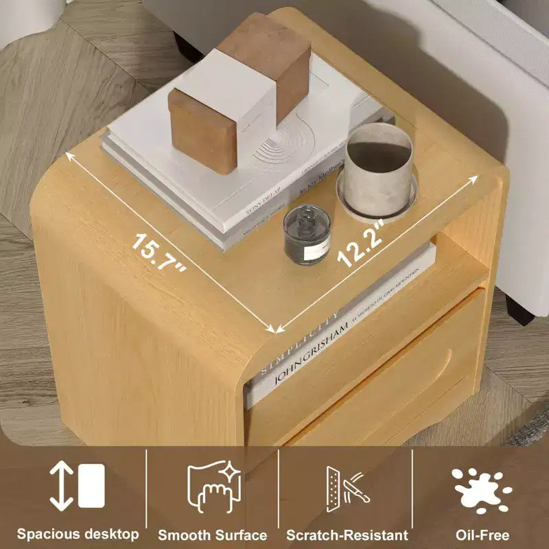 SOLACE FURNITURE Comodino Set da 2, Comodino con Cassetto Portaoggetti e Vano Aperto per Camera da Letto Divano Ufficio
