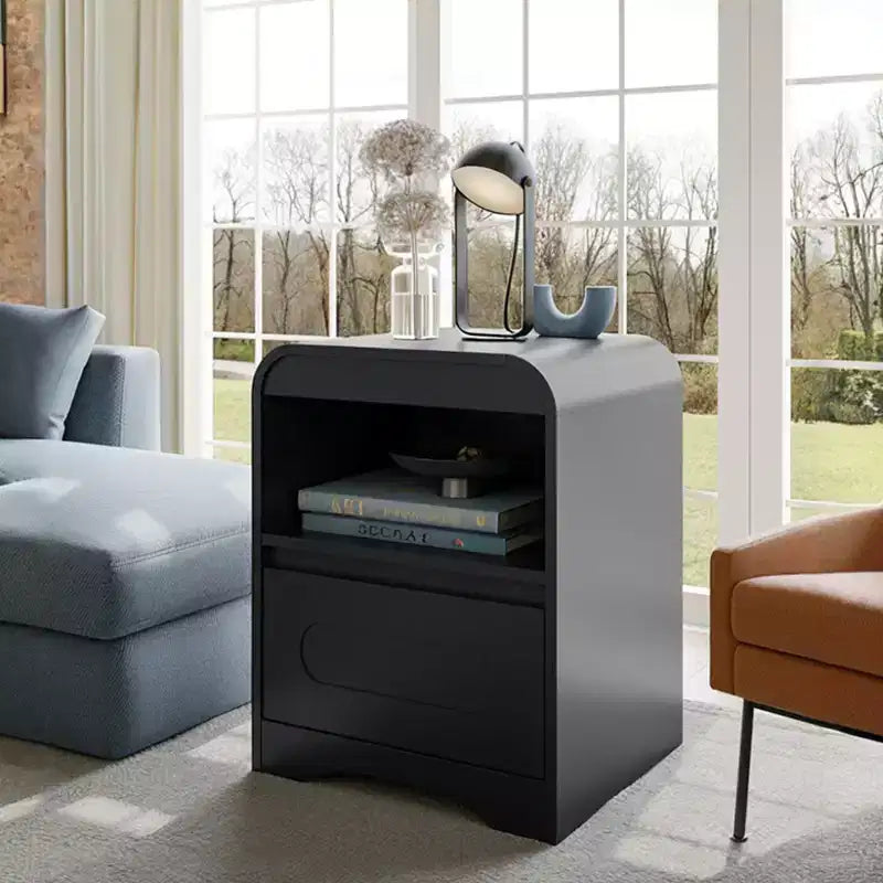 SOLACE FURNITURE Comodino Set da 2, Comodino con Cassetto Portaoggetti e Vano Aperto per Camera da Letto Divano Ufficio