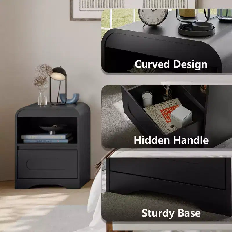 SOLACE FURNITURE Comodino Set da 2, Comodino con Cassetto Portaoggetti e Vano Aperto per Camera da Letto Divano Ufficio