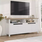 Mobile Porta TV per Televisori Fino a 70 Pollici, Mobile Lungo per Intrattenimento Bianco con 4 Ante e Ripiani a Giorno, Consolle Porta TV Marrone Rustico