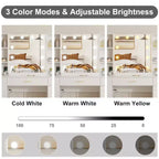 Farmhouse Makeup Vanity Table Set with Lighted Mirror,55.7 Modern Vanity Desk with Power Outlet&Storage Shelves,Dressing Table for Women & Girls