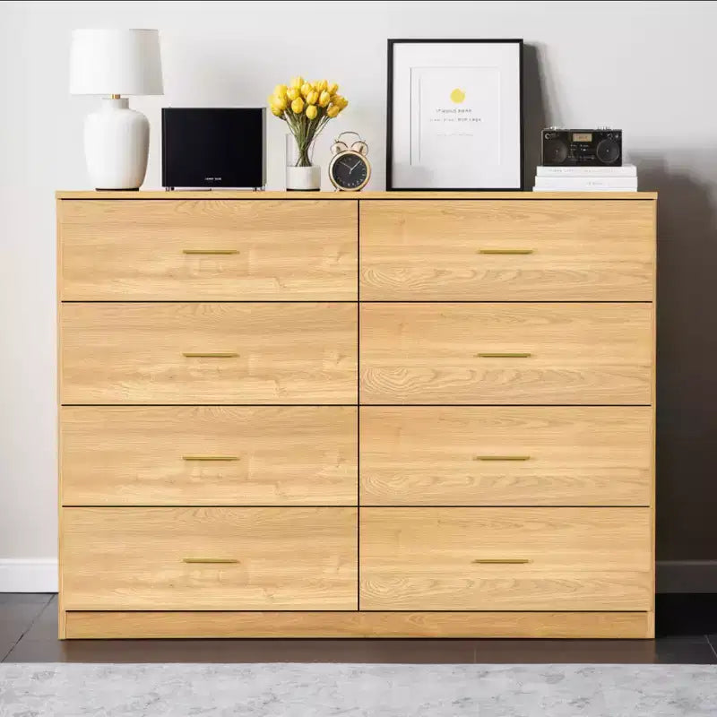 Okak Modern Minimalism 8/9-Drawer Dresser with Golden Handles, Sturdy Ample Storage for Bedroom Living Room