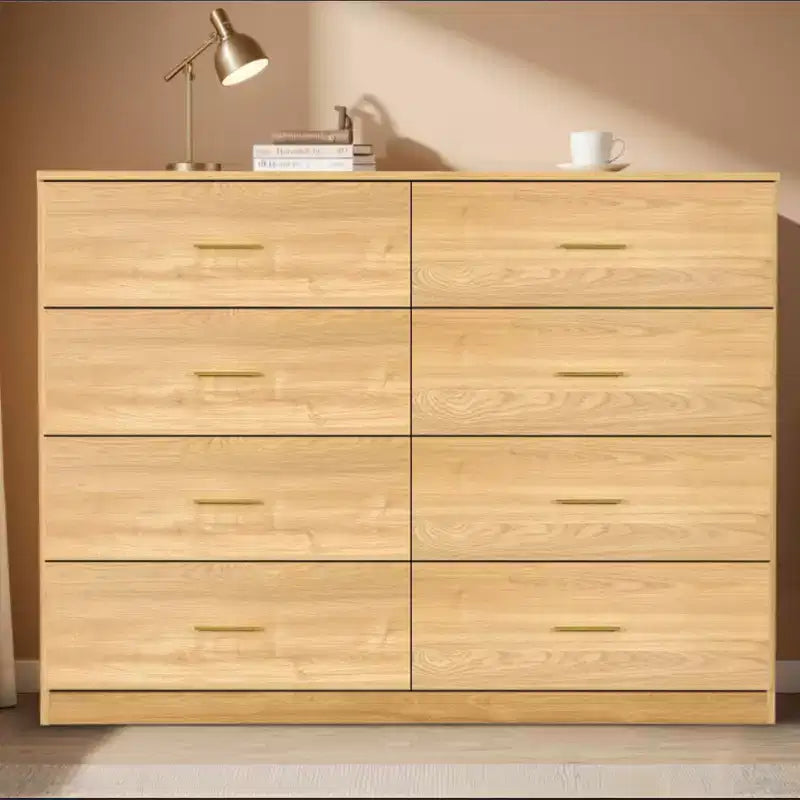 Okak Modern Minimalism 8/9-Drawer Dresser with Golden Handles, Sturdy Ample Storage for Bedroom Living Room