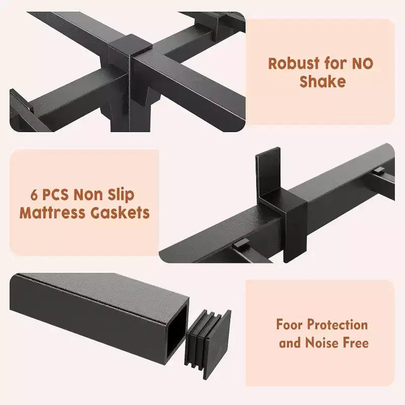 Acekool Metal Bed Frame - 6 Storage Space, No Tools Needed