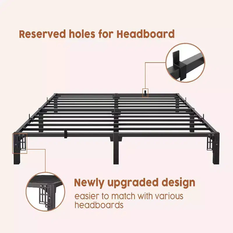 Acekool Metal Bed Frame - 6 Storage Space, No Tools Needed