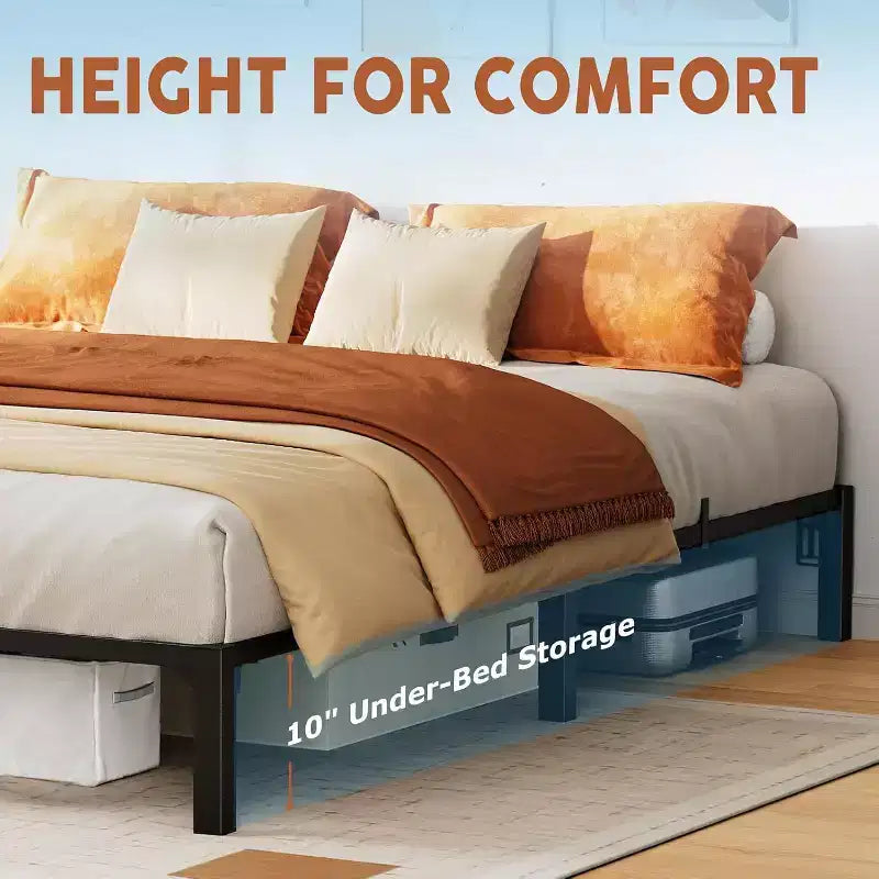 Acekool Metal Bed Frame - 6 Storage Space, No Tools Needed