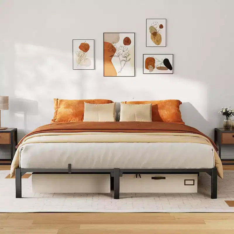 Acekool Metal Bed Frame - 6 Storage Space, No Tools Needed
