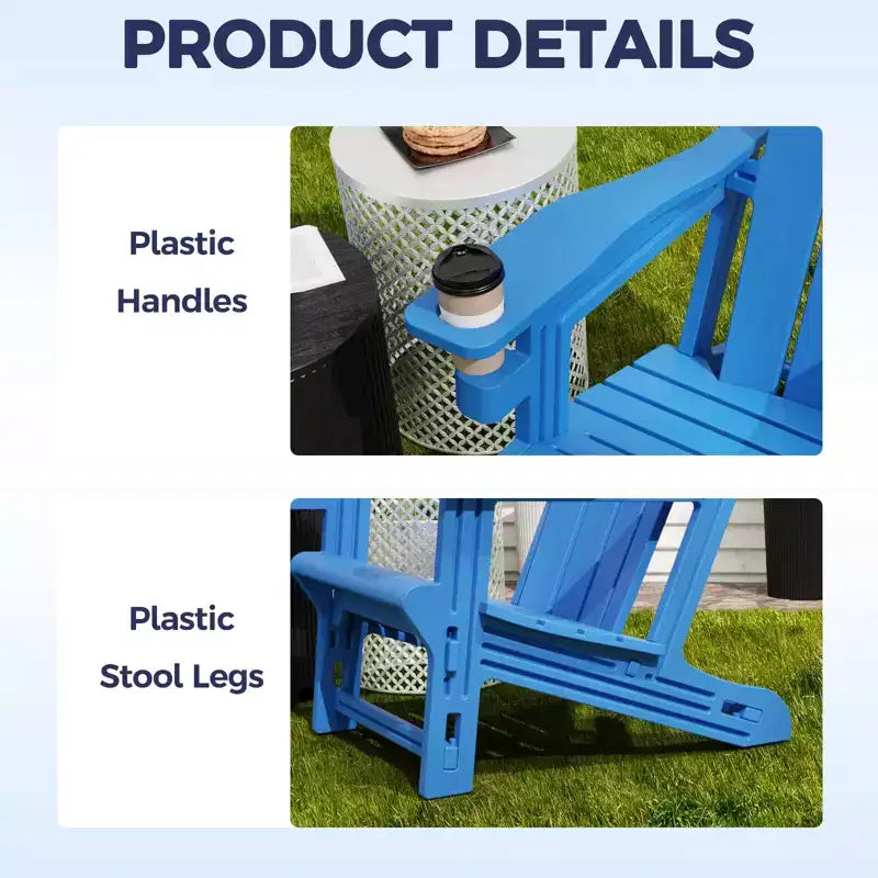 NAYSAYE Patio Chaise Lounge Adirondack Chair Set with Cup Holder Foldable Design for Outdoor Relaxation, 22.3*30*36.4