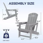 NAYSAYE Patio Chaise Lounge Adirondack Chair Set with Cup Holder Foldable Design for Outdoor Relaxation, 22.3*30*36.4