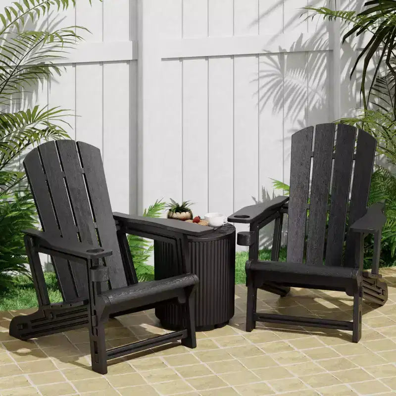 NAYSAYE Patio Chaise Lounge Adirondack Chair Set with Cup Holder Foldable Design for Outdoor Relaxation, 22.3*30*36.4