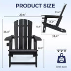 NAYSAYE Patio Chaise Lounge Adirondack Chair Set with Cup Holder Foldable Design for Outdoor Relaxation, 22.3*30*36.4