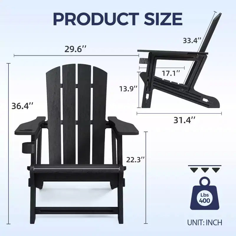 NAYSAYE Patio Chaise Lounge Adirondack Chair Set with Cup Holder Foldable Design for Outdoor Relaxation, 22.3*30*36.4
