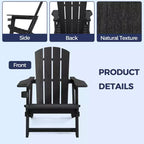 NAYSAYE Patio Chaise Lounge Adirondack Chair Set with Cup Holder Foldable Design for Outdoor Relaxation, 22.3*30*36.4
