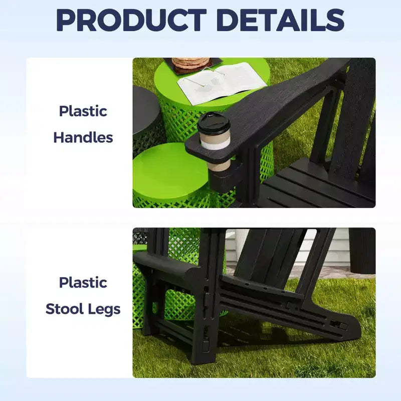 NAYSAYE Patio Chaise Lounge Adirondack Chair Set with Cup Holder Foldable Design for Outdoor Relaxation, 22.3*30*36.4