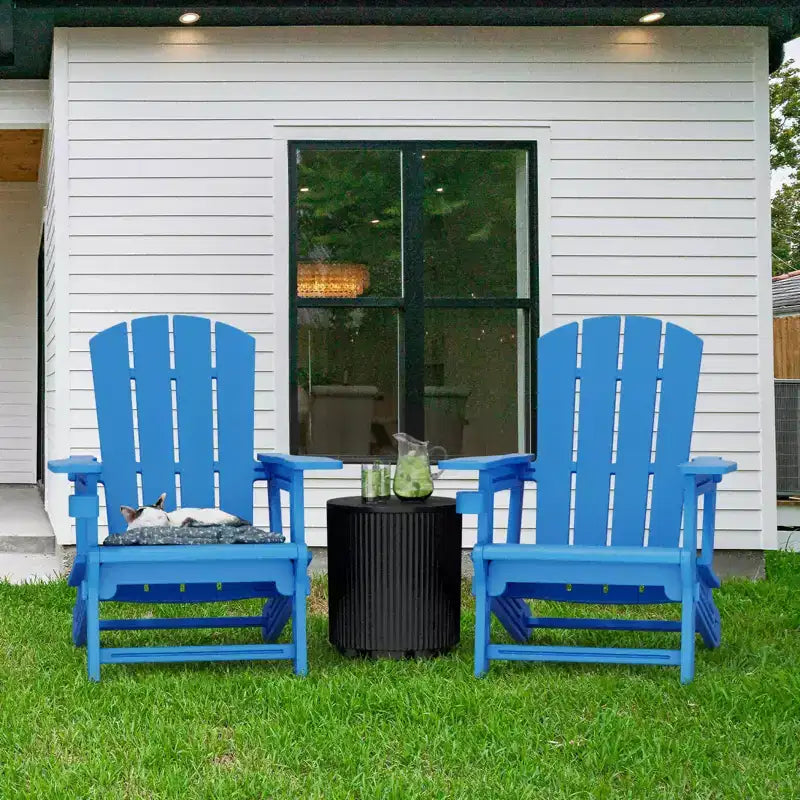 NAYSAYE Patio Chaise Lounge Adirondack Chair Set with Cup Holder Foldable Design for Outdoor Relaxation, 22.3*30*36.4