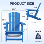 NAYSAYE Patio Chaise Lounge Adirondack Chair Set with Cup Holder Foldable Design for Outdoor Relaxation, 22.3*30*36.4