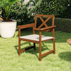 HOMLUX 2-Pack Outdoor Patio Accent Chairs Arm Chair with Cushion, X Back, Teak Oil