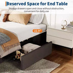 Queen Platform Bed Frame with 3 Storage Drawers  Low Profile, Slatted Base, No Box Spring, Gray
