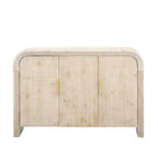 MAYEERTY Retro Curved Sideboard with Gold Handles Adjustable Divides for Living Room Dining Room Natural