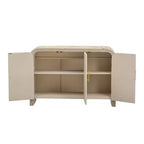 MAYEERTY Retro Curved Sideboard with Gold Handles Adjustable Divides for Living Room Dining Room Natural