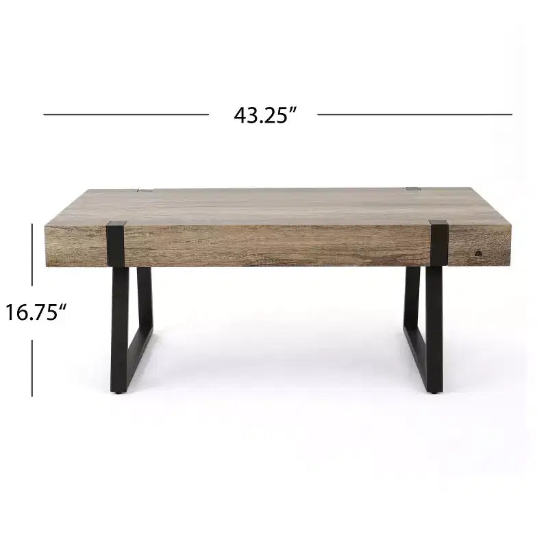 Tavolino da Caffè GDFStudio Francie Industriale 43,25 con Gambe a Slitta