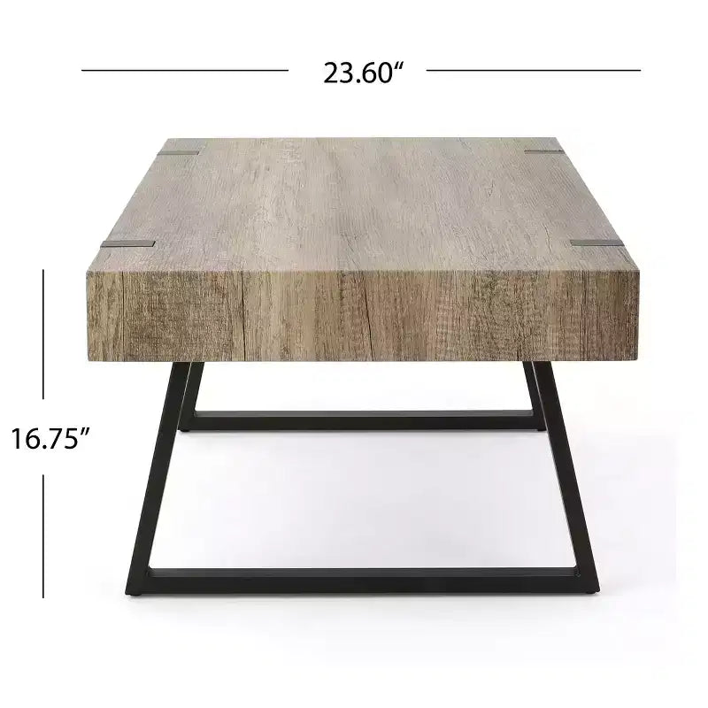 Tavolino da Caffè GDFStudio Francie Industriale 43,25 con Gambe a Slitta