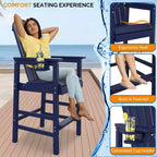 Karl Home | Sedia da bar alta da esterno Adirondack in HDPE da 72,9 cm con portabicchieri