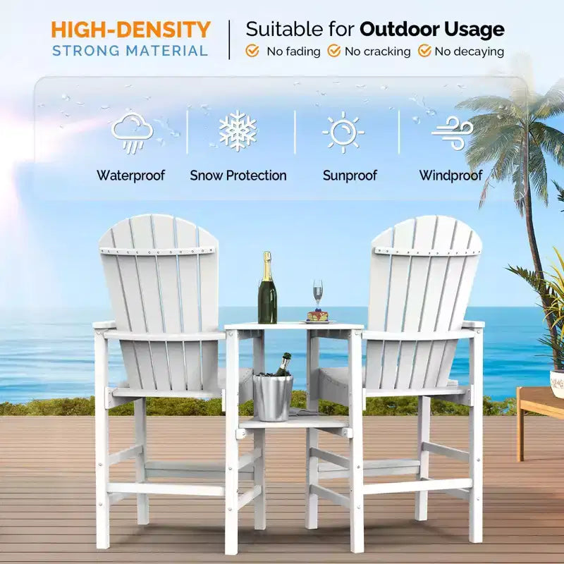 Karl Home | 2-Piece Outdoor Adirondack Bar Chairs with Removable Trays