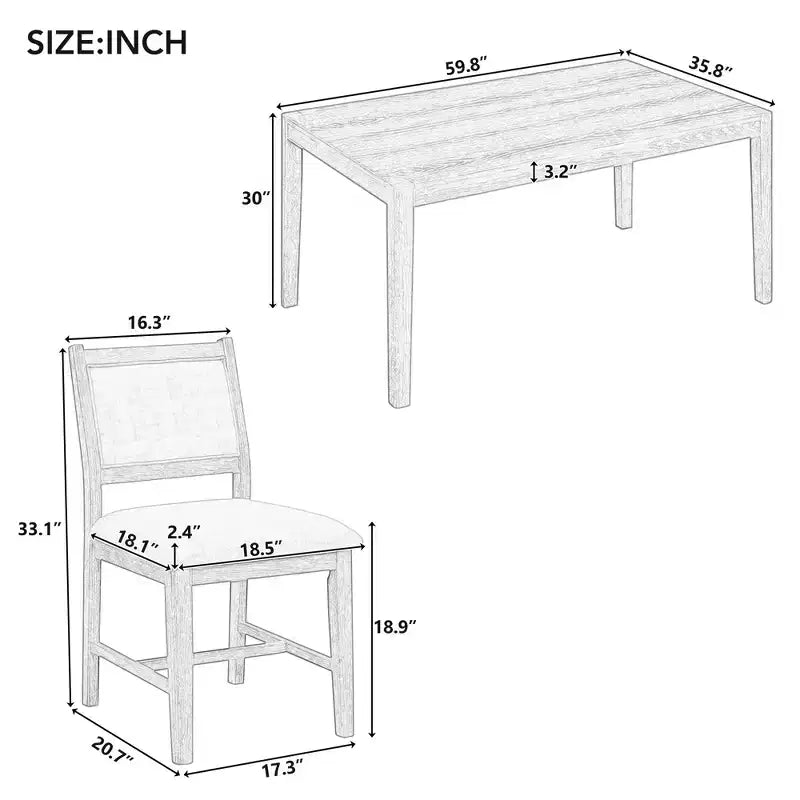 Set da pranzo Merax da 7 pezzi in stile retrò per 6 persone