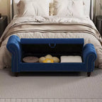 Panca da letto TUYOHW per camera da letto, chaise longue imbottita con bottoni e contenitore, blu navy