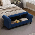 Panca da letto TUYOHW per camera da letto, chaise longue imbottita con bottoni e contenitore, blu navy