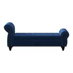 Panca da letto TUYOHW per camera da letto, chaise longue imbottita con bottoni e contenitore, blu navy