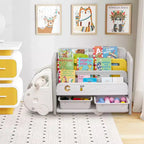 Costway 3 livelli giocattolo per bambini e libreria con 2 contenitori decorativo a forma di auto