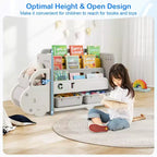 Costway 3 livelli giocattolo per bambini e libreria con 2 contenitori decorativo a forma di auto