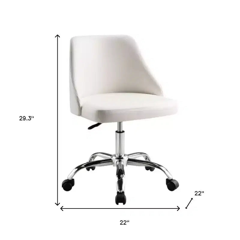HomeRoots White and Silver Faux Leather Adjustable Height Swivel Rolling Office Chair
