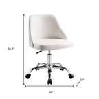 HomeRoots White and Silver Faux Leather Adjustable Height Swivel Rolling Office Chair
